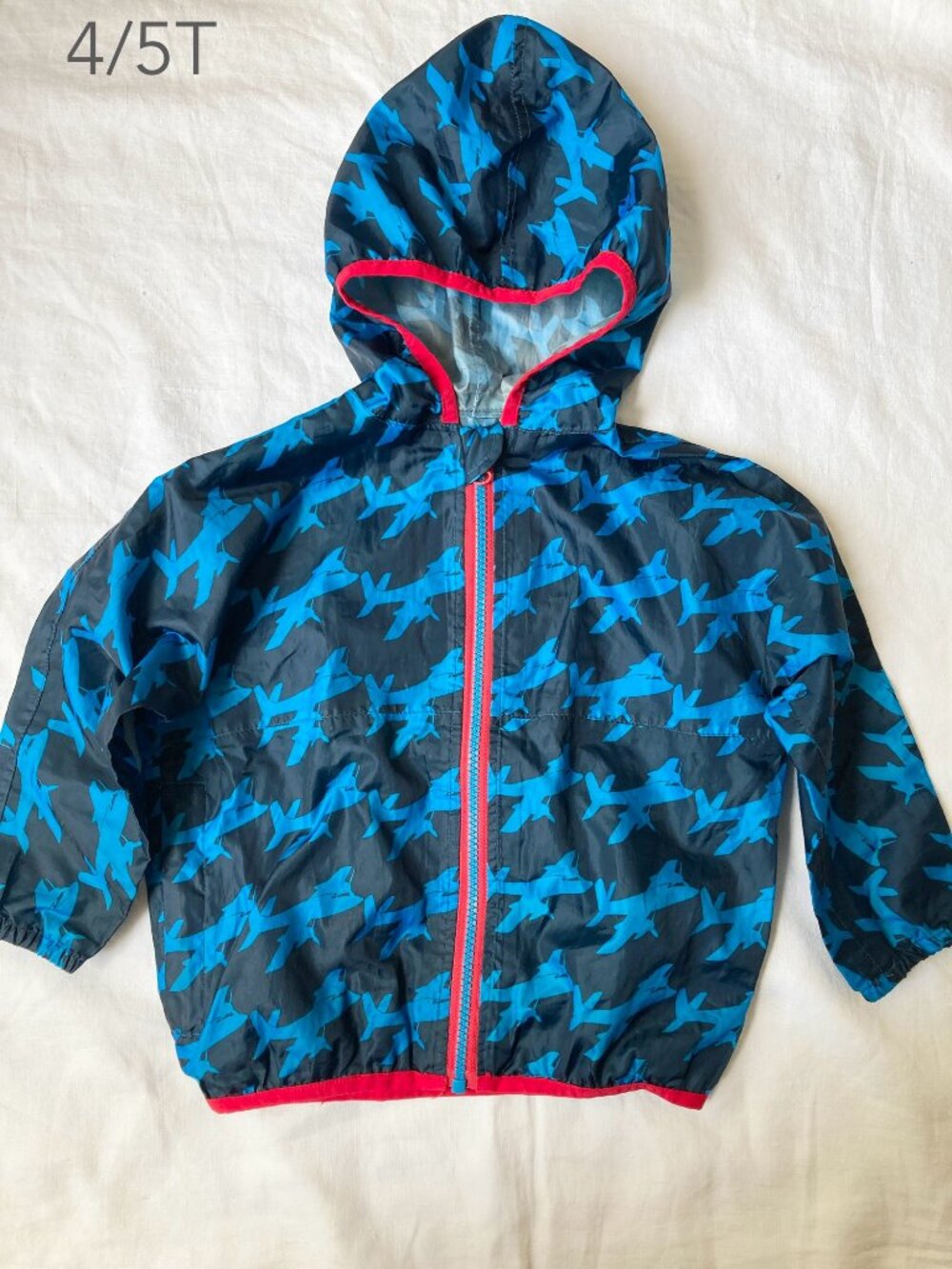 🪴5/$30 Hatley 4/5T Toddler Airplane Blue Windbreaker Shell Rain Jacket Fall